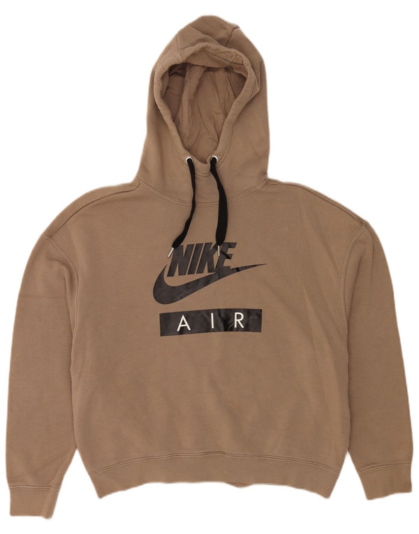 Женский джемпер с капюшоном большого размера с рисунком Nike UK 6 XS, коричневый хлопок