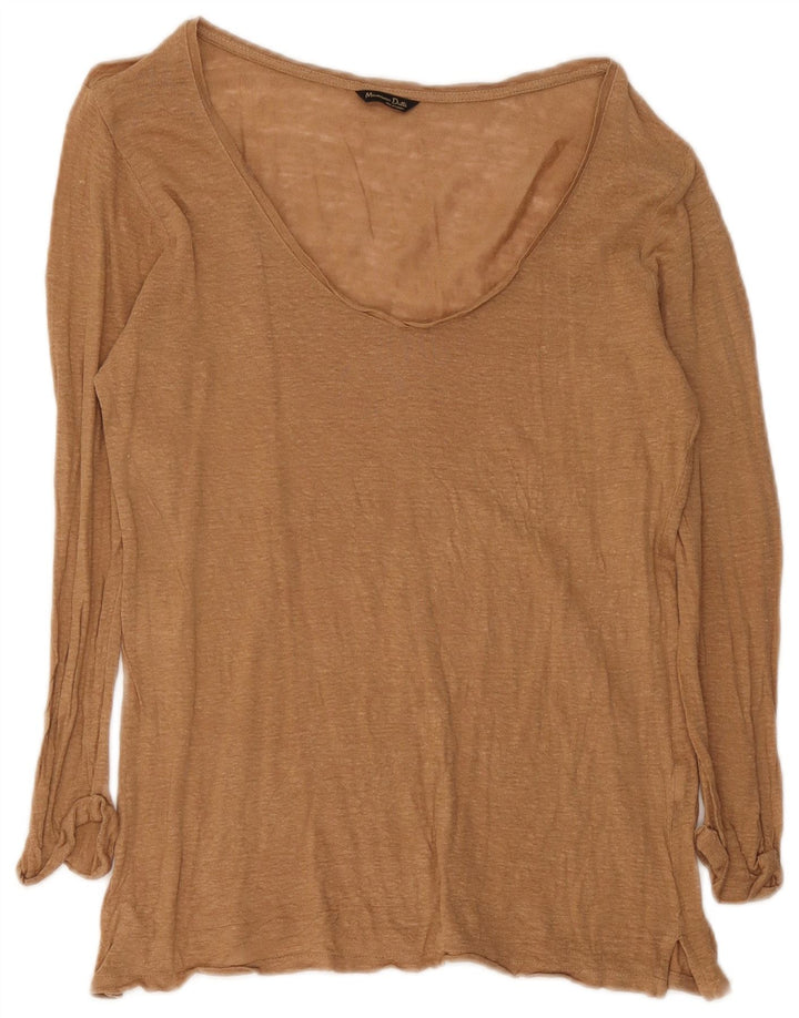 Женский топ Massimo Dutti с длинным рукавом UK 14, большой коричневый в крапинку