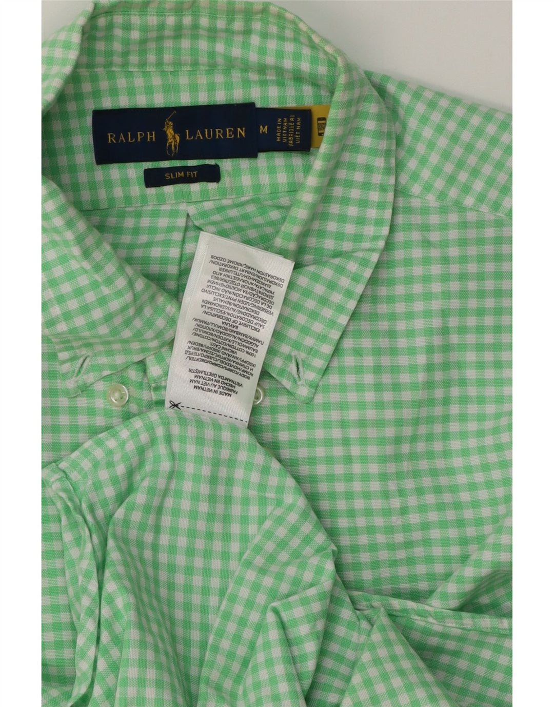 Мужская рубашка приталенного кроя Ralph Lauren, хлопковая клетка среднего зеленого цвета