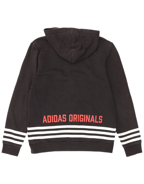 Мужской свитер с капюшоном Adidas на молнии с графическим рисунком, средний черный, хлопковый, спортивный