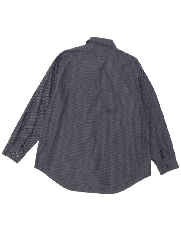 Мужская рубашка приталенного кроя Calvin Klein, размер 17 1/2 XL, темно-синяя, хлопок в мелкую клетку
