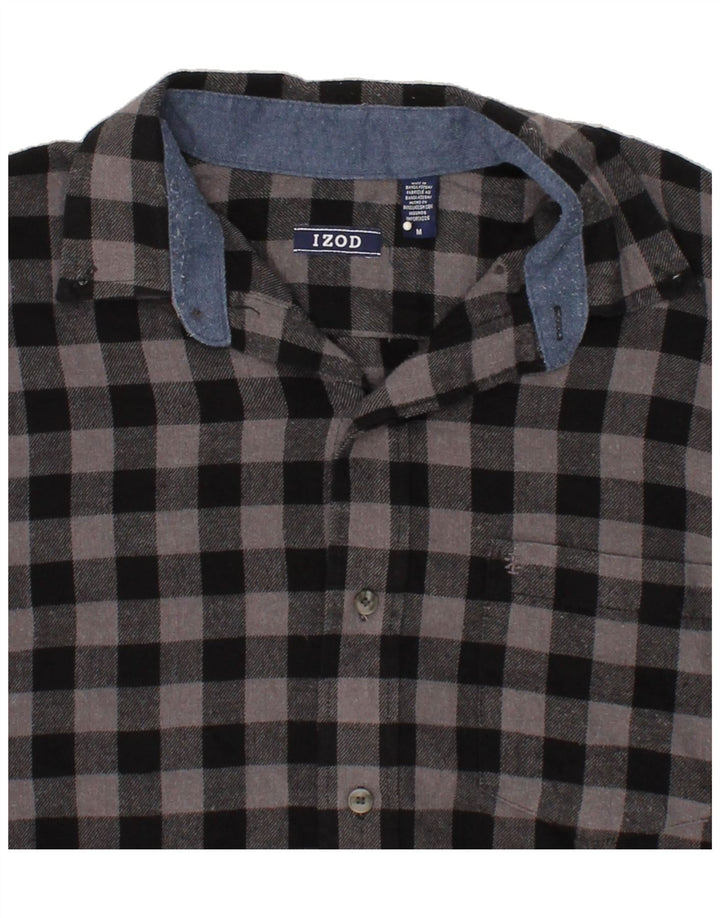 IZOD Mens Flannel Shirt Medium Grey Gingham Cotton Vintage Izod and Second-Hand Izod from Messina Hembry 