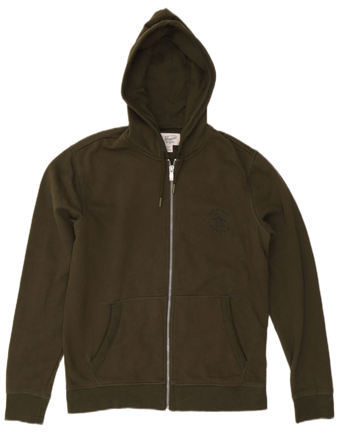 Мужской свитер с капюшоном на молнии PENGUIN, маленький цвет хаки, хлопок