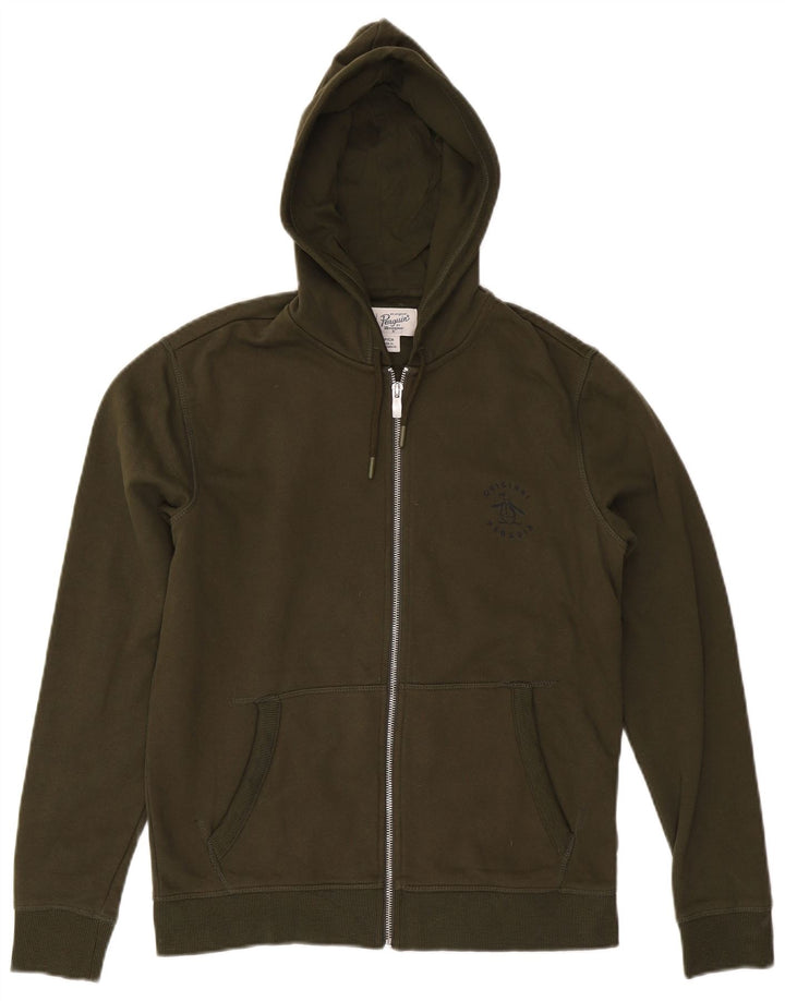 Мужской свитер с капюшоном на молнии PENGUIN, маленький цвет хаки, хлопок
