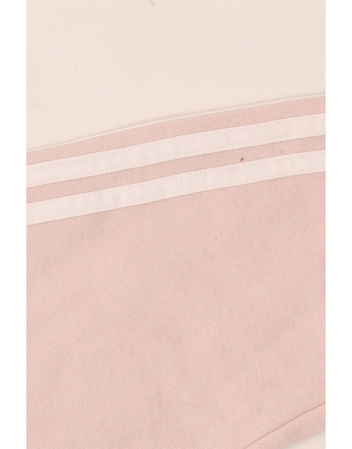 Женский укороченный свитер с капюшоном на молнии ADIDAS размера 8/10, маленький розовый хлопок, Великобритания