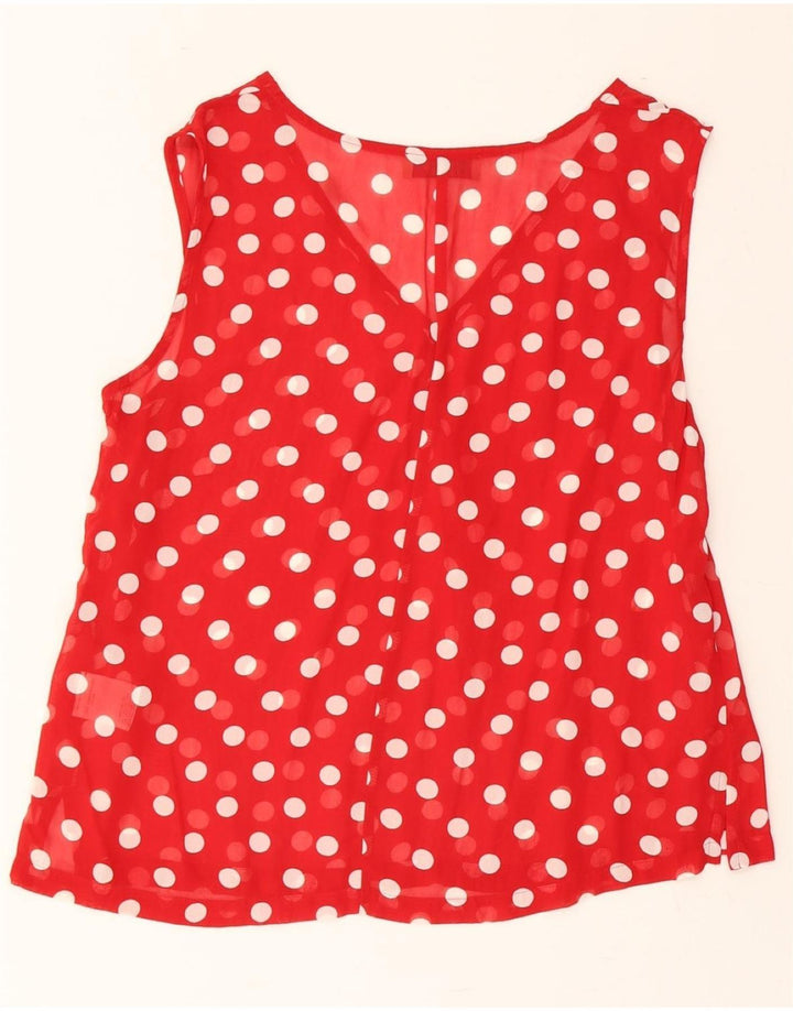 HAMMER Womens Sleeveless Blouse Top UK 14 Medium Red Polka Dot Viscose Vintage Hammer and Second-Hand Hammer from Messina Hembry 