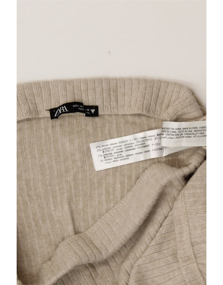 Женская юбка-миди с завышенной талией ZARA, большая, W30, серая, вискоза