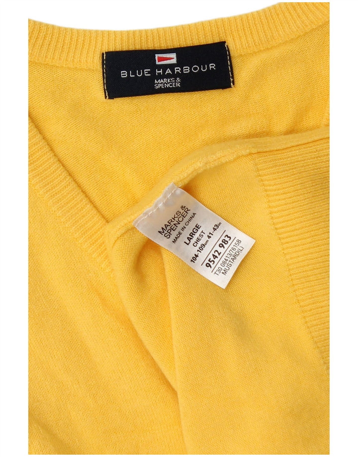 Мужской джемпер с v-образным вырезом Marks & Spencer Blue Harbour, большой желтый