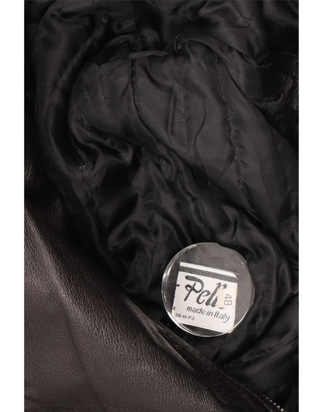 Винтажное мужское кожаное пальто IT 48 Medium Black Leather