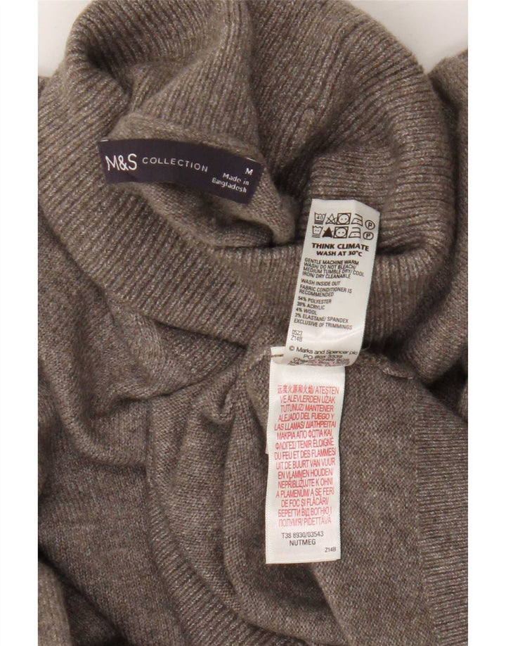 Мужской джемпер с высоким воротником Marks & Spencer, средний коричневый полиэстер
