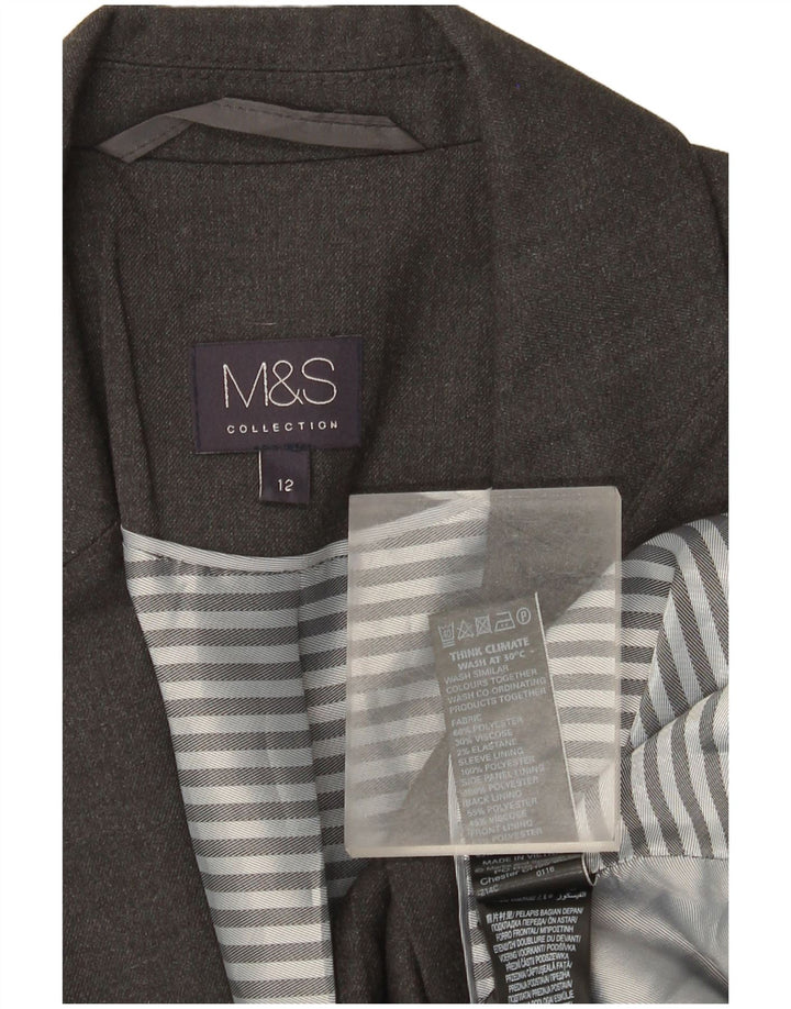 Женский пиджак на 1 пуговице Marks & Spencer, Великобритания, 12, средний серый полиэстер