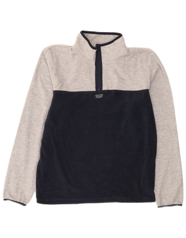 Мужской флисовый джемпер Jack & Jones с воротником на молнии, средний серый, полиэстер с цветными блоками