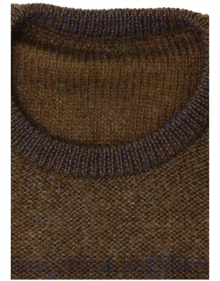 ВИНТАЖНЫЙ мужской джемпер с круглым вырезом, большой цвет хаки, цветные блоки