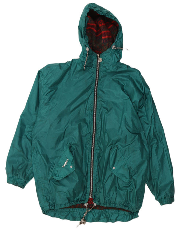 ВИНТАЖНАЯ мужская ветровка с капюшоном и графическим рисунком UK 42 XL, зеленый полиамид