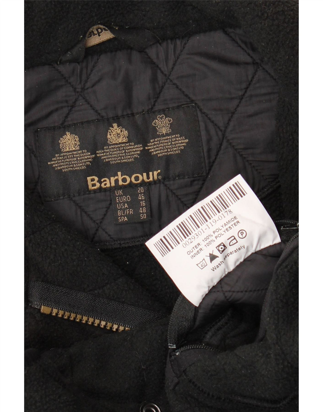 Женская стеганая куртка BARBOUR UK 20 2XL черная из полиамида