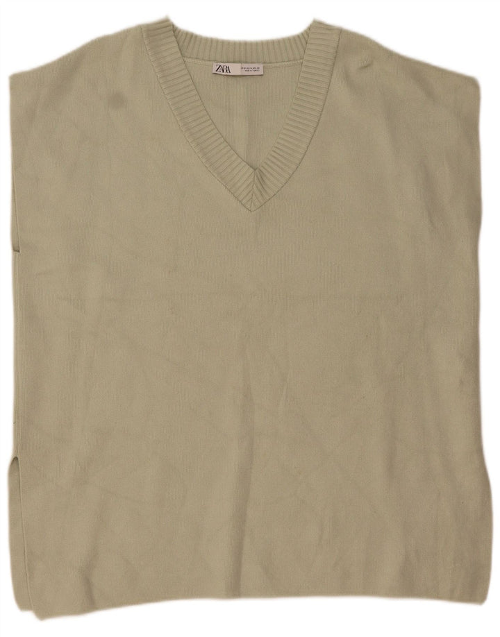 Женская майка Oversized Vest UK 14, средний хаки, вискоза Zara
