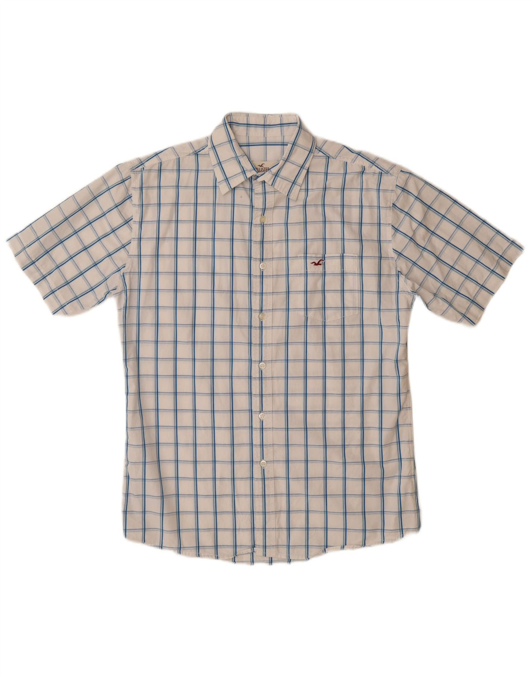 HOLLISTER Рубашка с короткими рукавами для мальчиков 15-16 лет, 2XL, белая клетка