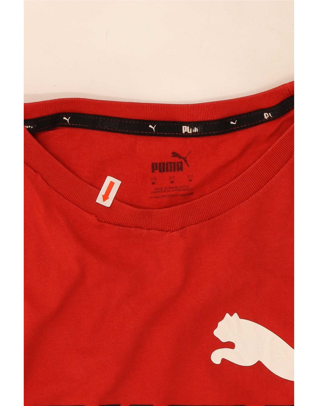 Мужская футболка с рисунком Puma, хлопковый топ среднего красного цвета