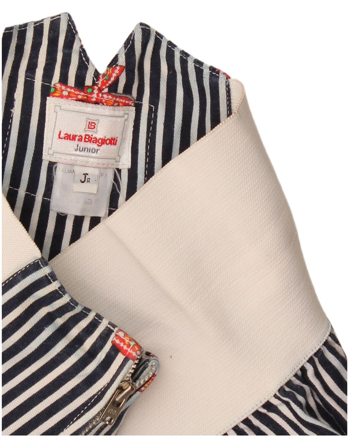 Укороченные брюки Laura Biagiotti для девочек 7-8 лет W23 L17 Темно-синие в полоску