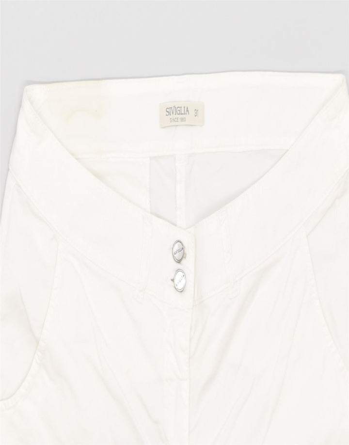 SIVIGLIA Womens Capri Trousers W31 L15 White Cotton Classic | Vintage | Thrift | Second-Hand | Used Clothing | Messina Hembry 