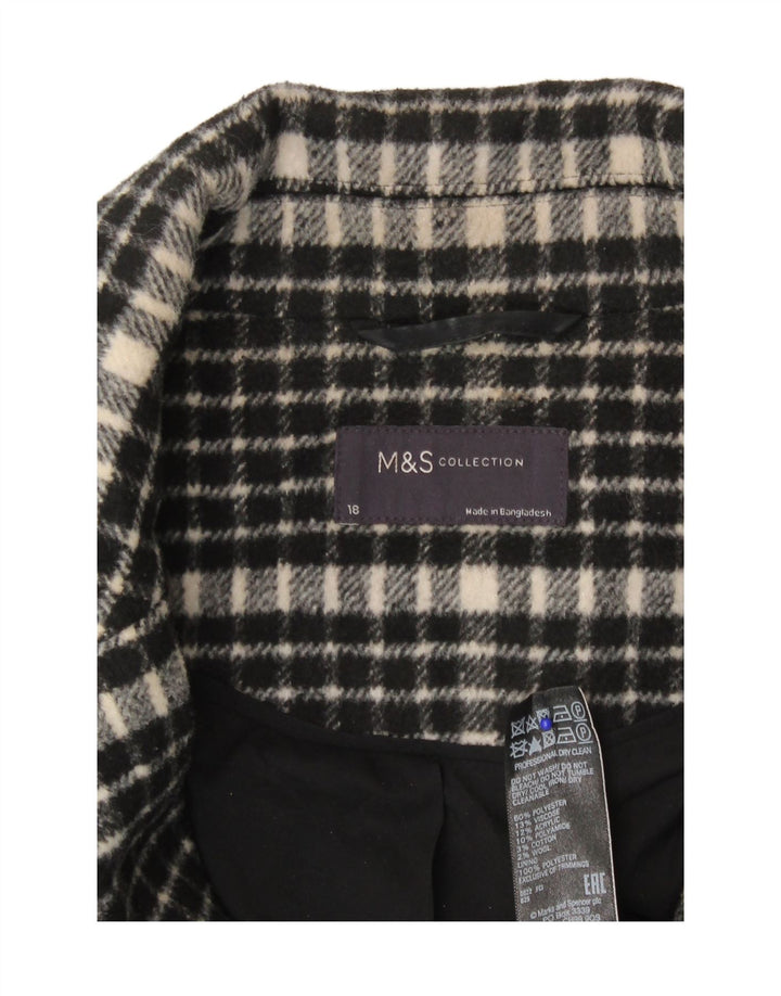 Женское пальто свободного кроя Marks & Spencer UK 18 XL, полиэстер в черную клетку
