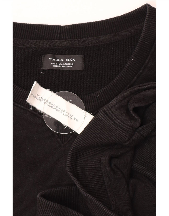 Мужской свитер Zara, большой черный хлопковый джемпер
