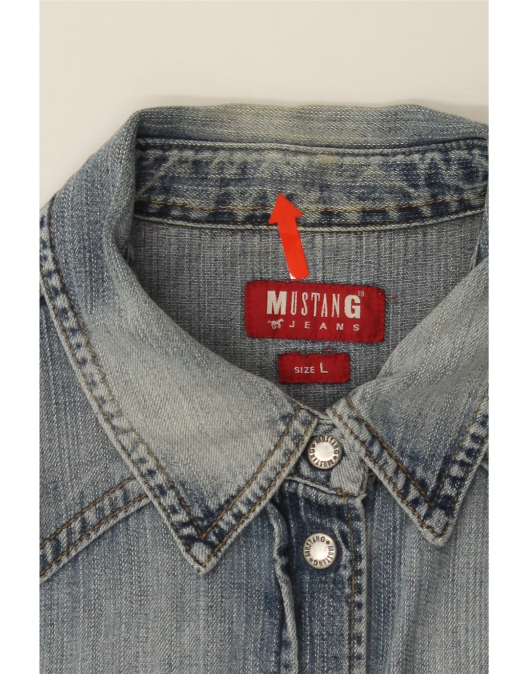MUSTANG Womens Denim Shirt UK 14 Large Blue Cotton Vintage Mustang and Second-Hand Mustang from Messina Hembry 