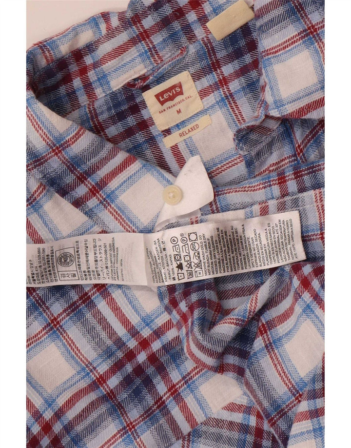 Мужская фланелевая рубашка Levi's, хлопковая синяя клетка среднего размера