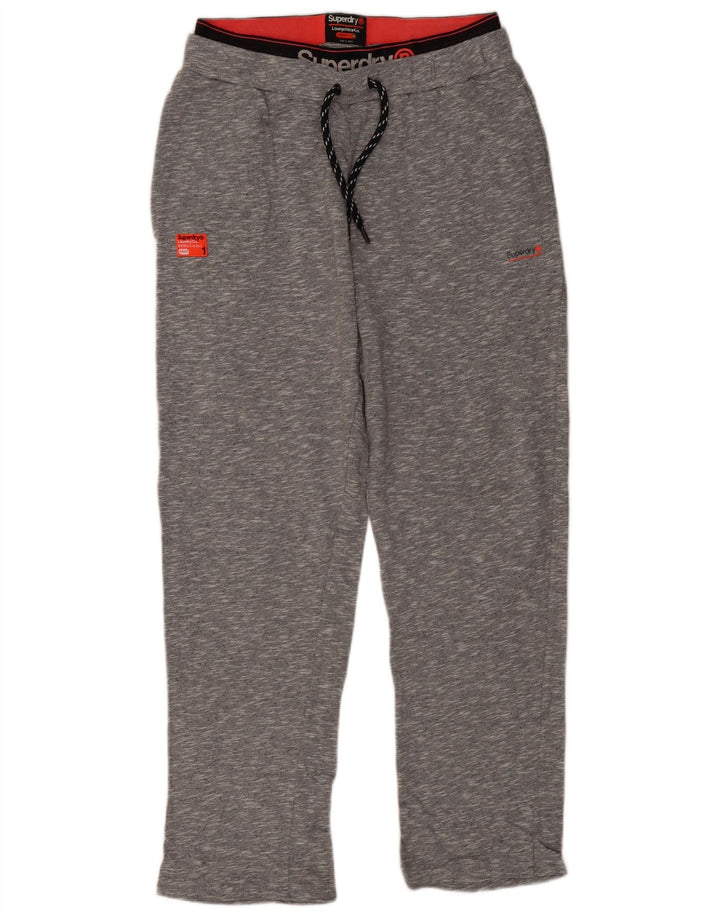 SUPERDRY Мужские спортивные брюки стандартного кроя, хлопковые брюки среднего серого цвета с крапинками