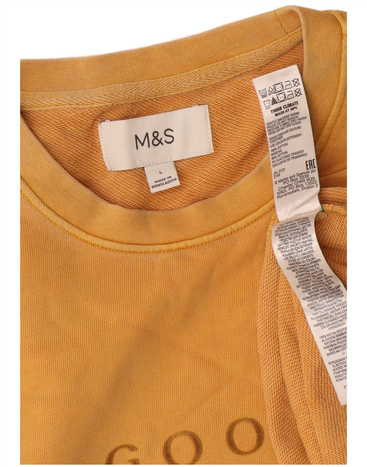 Мужской свитшот с рисунком Marks & Spencer, большой желтый хлопковый джемпер