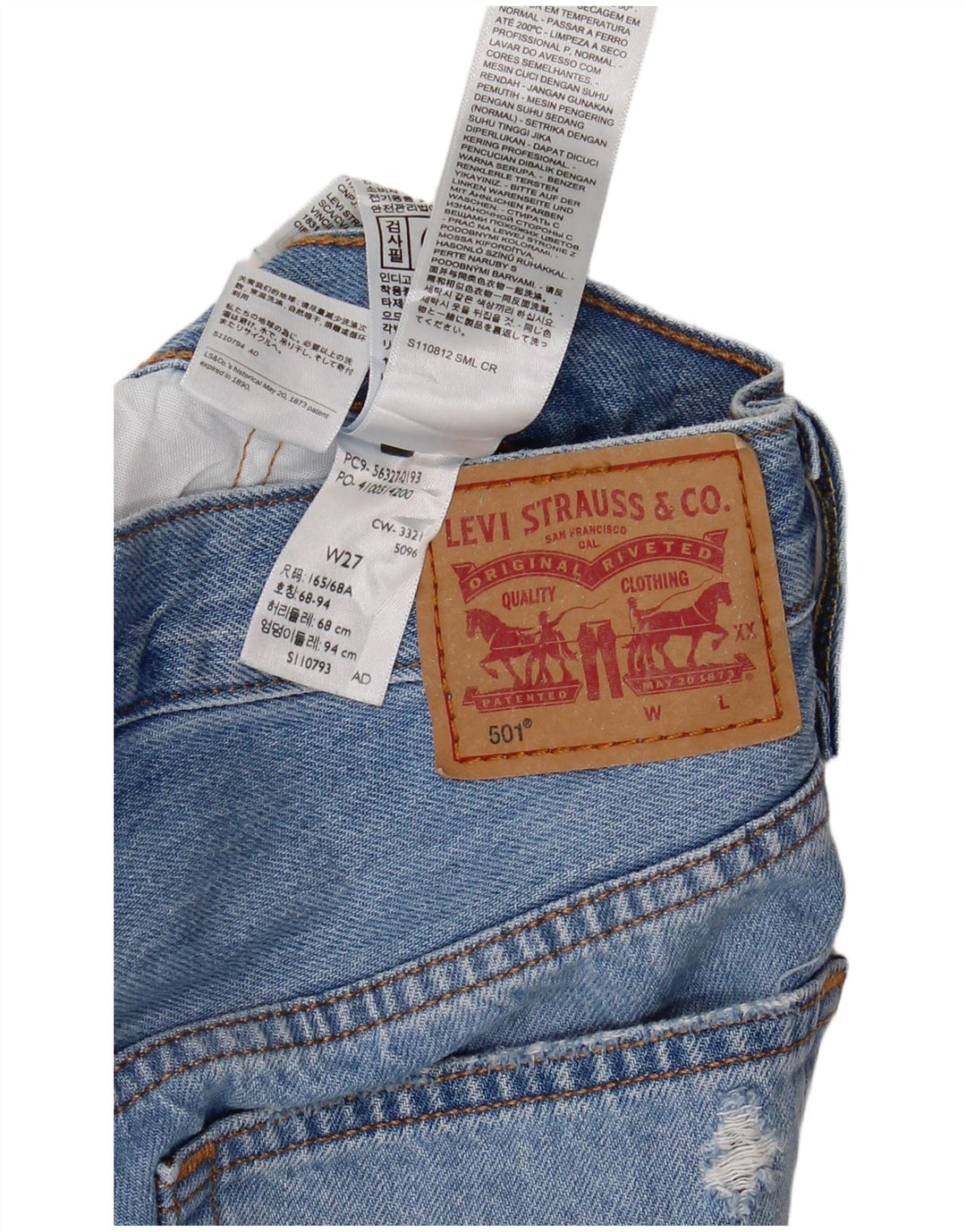 Женские джинсовые шорты LEVI'S 501 W27, маленькие синие, хлопок