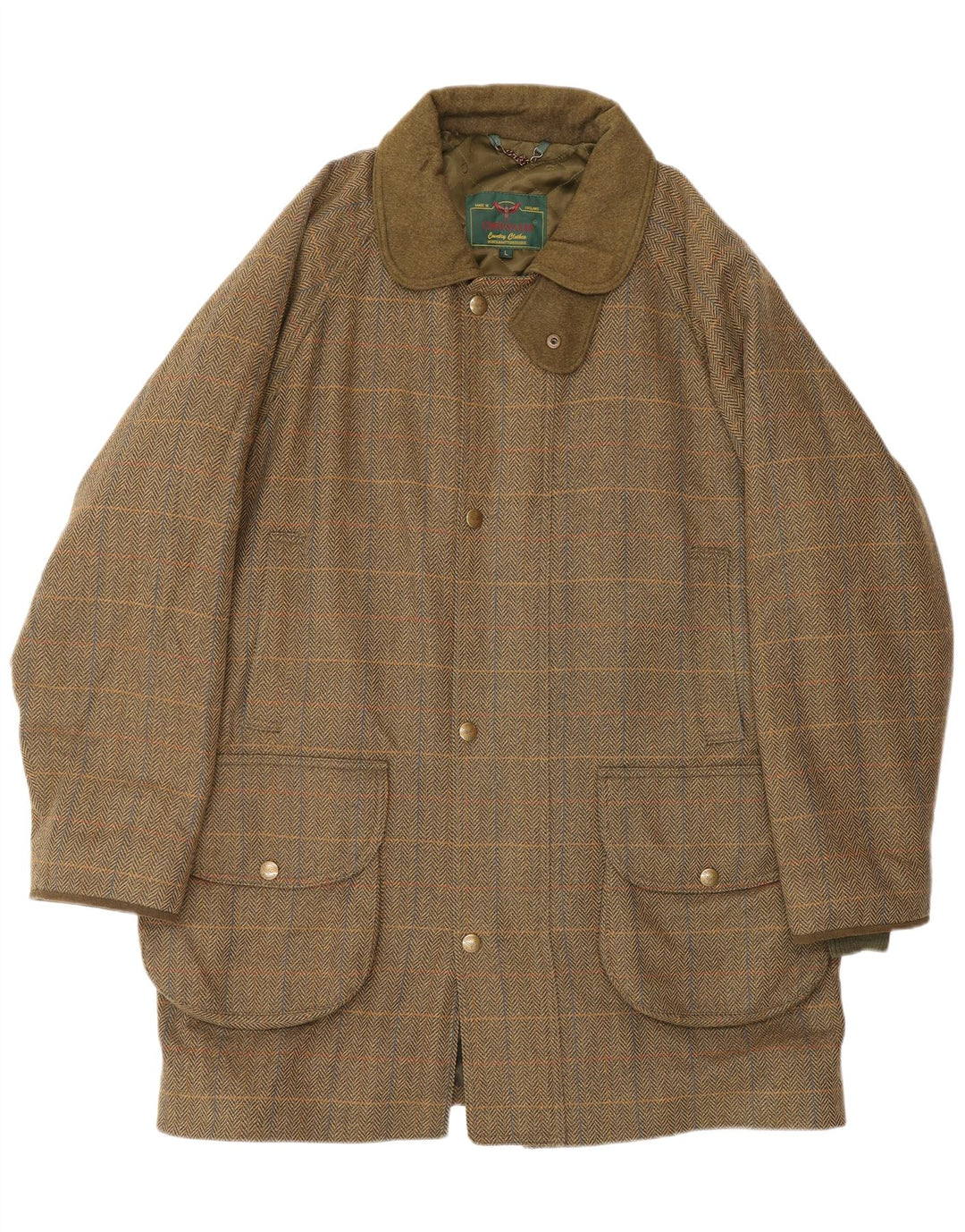 Мужская куртка CHRYSALIS UK 40, большая, цвета хаки, с узором «елочка», шерсть, классическая