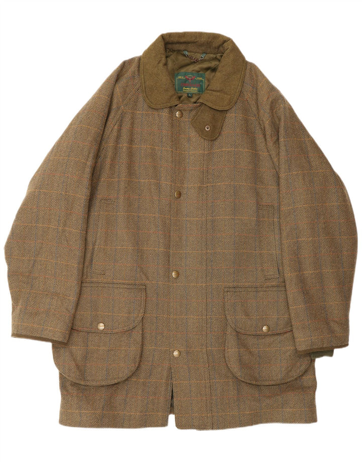 Мужская куртка CHRYSALIS UK 40, большая, цвета хаки, с узором «елочка», шерсть, классическая