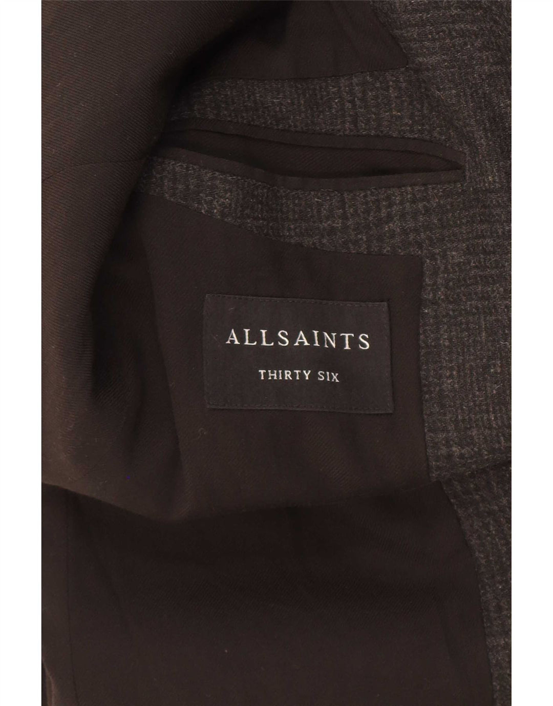 Мужское пальто All Saints UK 36, маленькое черное шерстяное с узором «гусиные лапки»