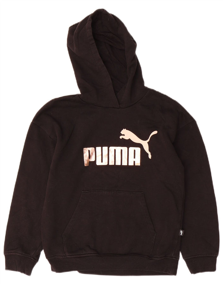 Толстовка с капюшоном PUMA для девочек 11-12 лет, черный хлопок