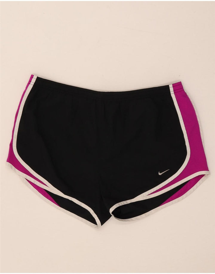 Женские спортивные шорты Nike UK 14, средний черный, полиэстер с цветными блоками