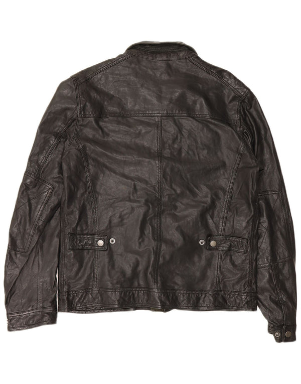Мужская кожаная куртка Massimo Dutti UK 42 XL черная овчина