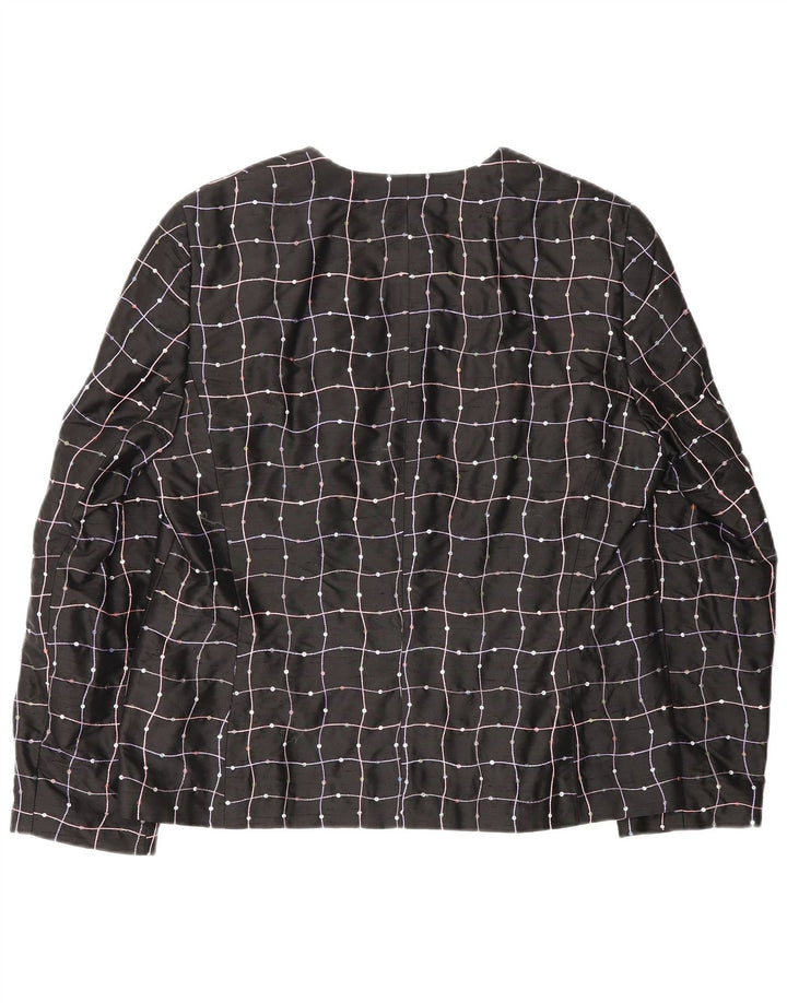 Женская блузка-рубашка Elegance UK 16, большая черная шелковая клетка