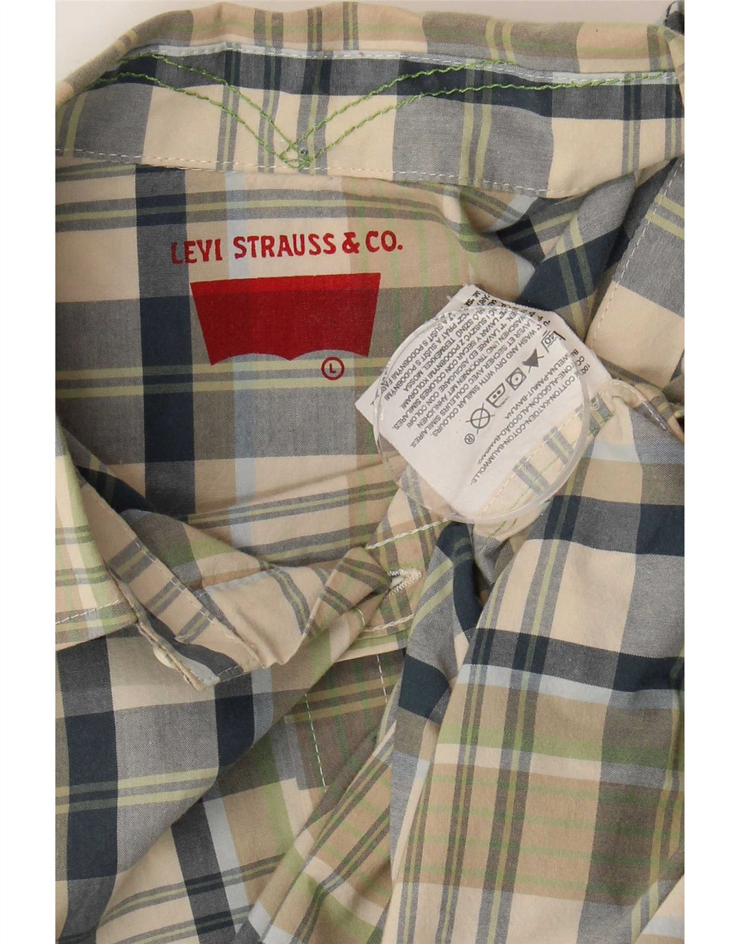 Мужская рубашка с коротким рукавом Levi's, большая зеленая клетка, хлопок