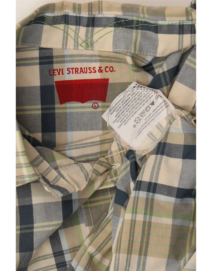 Мужская рубашка с коротким рукавом Levi's, большая зеленая клетка, хлопок