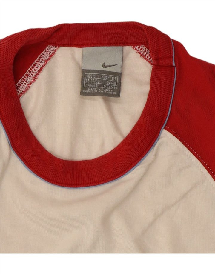 Мужская футболка с рисунком NIKE, Великобритания, размер 36/38, маленькая белая с цветными блоками