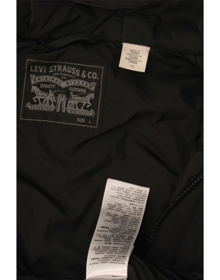 Мужская утепленная куртка Levi's с капюшоном UK 40, большая, черная, полиэстер