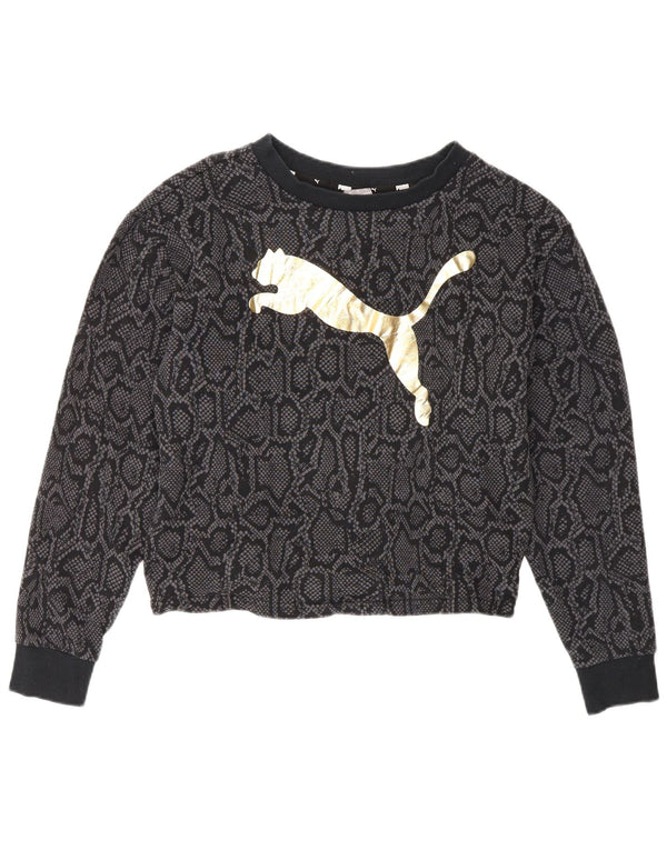 Женский укороченный свитшот с графическим рисунком Puma UK 10, маленький черный с животным принтом
