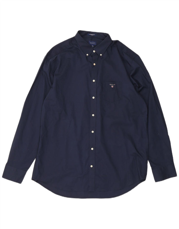 Мужская рубашка стандартного кроя Gant 2XL, темно-синяя, хлопковая, классическая