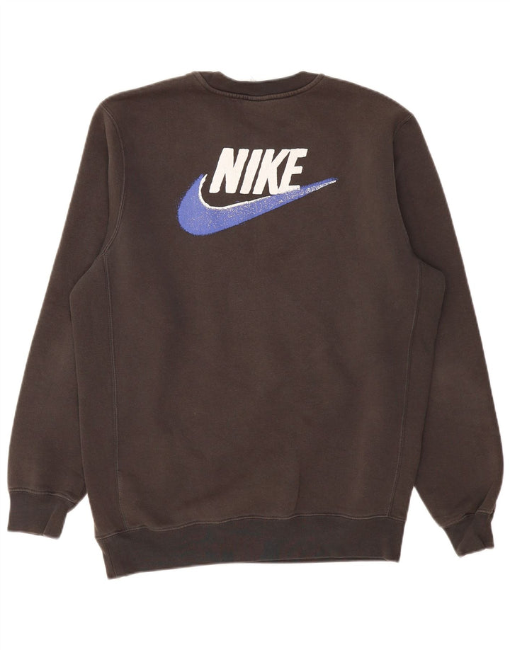 Мужской свитшот с рисунком Nike, хлопковый джемпер среднего серого цвета