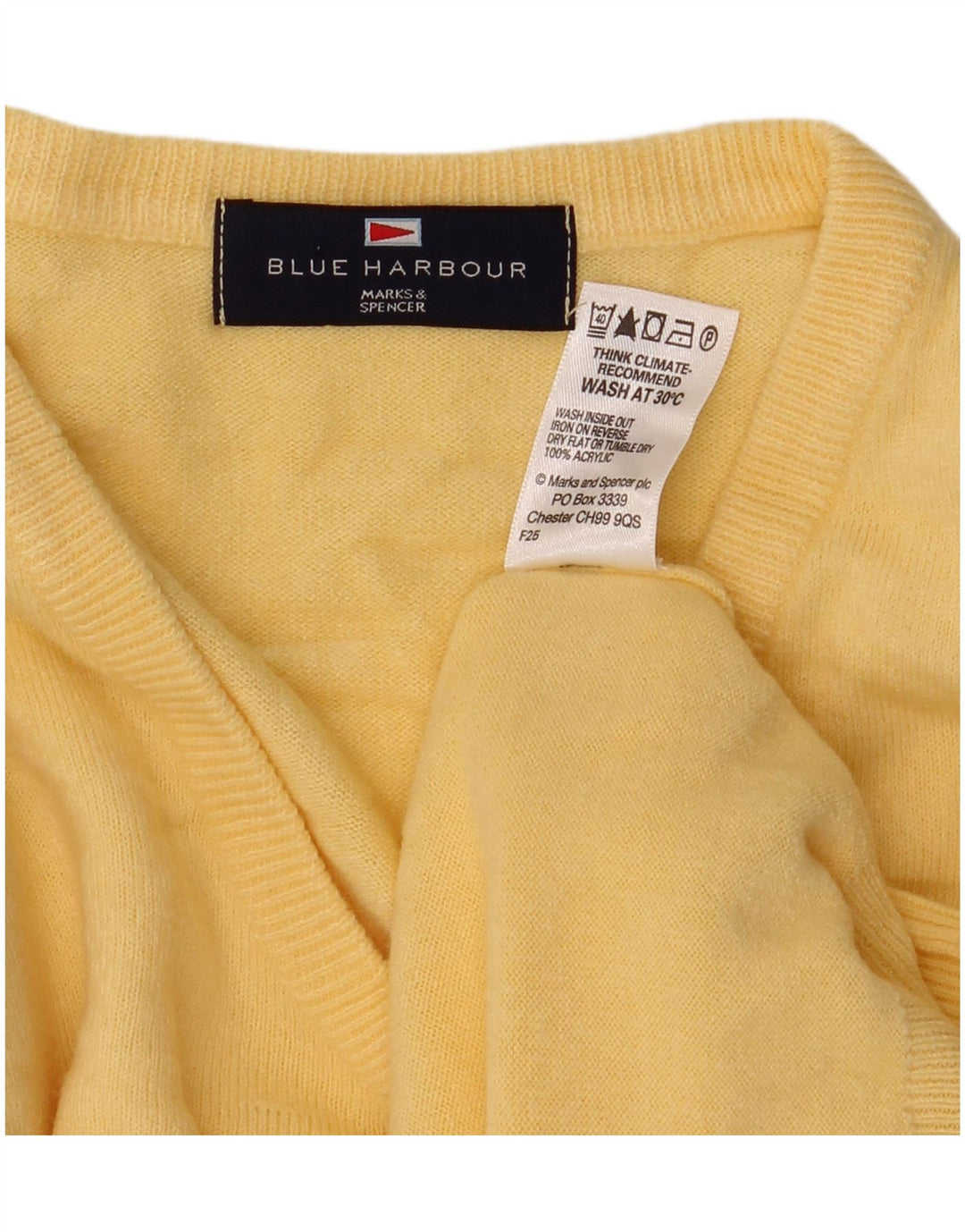 Мужской свитер MARKS & SPENCER Blue Harbour с v-образным вырезом, средний желтый