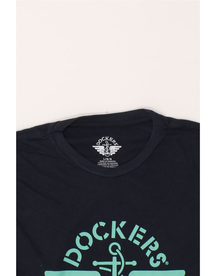 DOCKERS Mens Graphic T-Shirt Top Large Navy Blue Vintage Dockers and Second-Hand Dockers from Messina Hembry 
