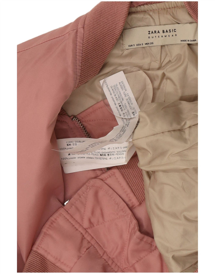 Женский укороченный бомбер оверсайз Zara UK 10, маленький розовый из полиамида