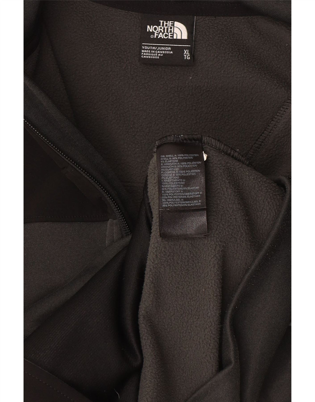 Свитер с капюшоном на молнии для девочек The North Face, 14–15 лет, серый полиэстер, размер XL