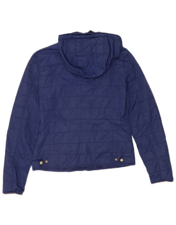 Massimo Dutti Женская стеганая куртка с капюшоном EU 36, маленький синий нейлон